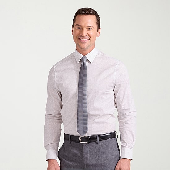 Nick Graham Mens Spread Collar Long Sleeve Shirt + Tie Set