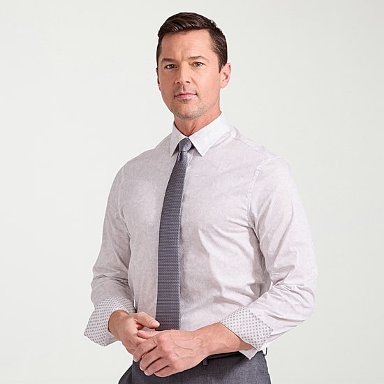 Nick Graham Mens Spread Collar Long Sleeve Shirt + Tie Set