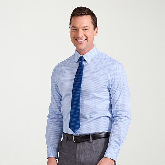 Nick Graham Mens Spread Collar Long Sleeve Stretch Fabric Shirt + Tie Set
