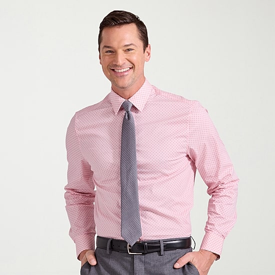 Nick Graham Mens Spread Collar Long Sleeve Stretch Fabric Shirt + Tie Set