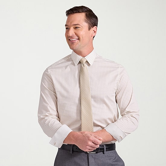 Nick Graham Mens Spread Collar Long Sleeve Stretch Fabric Shirt + Tie Set