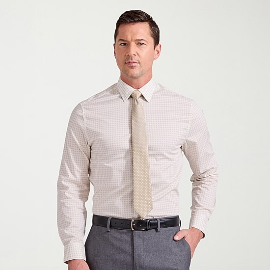 Nick Graham Mens Spread Collar Long Sleeve Stretch Fabric Shirt + Tie Set