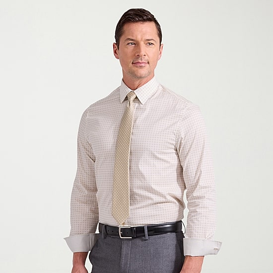 Nick Graham Mens Spread Collar Long Sleeve Stretch Fabric Shirt + Tie Set
