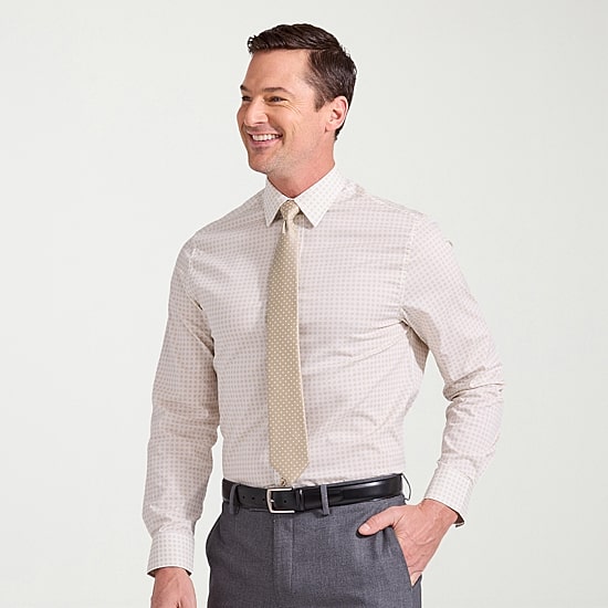 Nick Graham Mens Spread Collar Long Sleeve Stretch Fabric Shirt + Tie Set