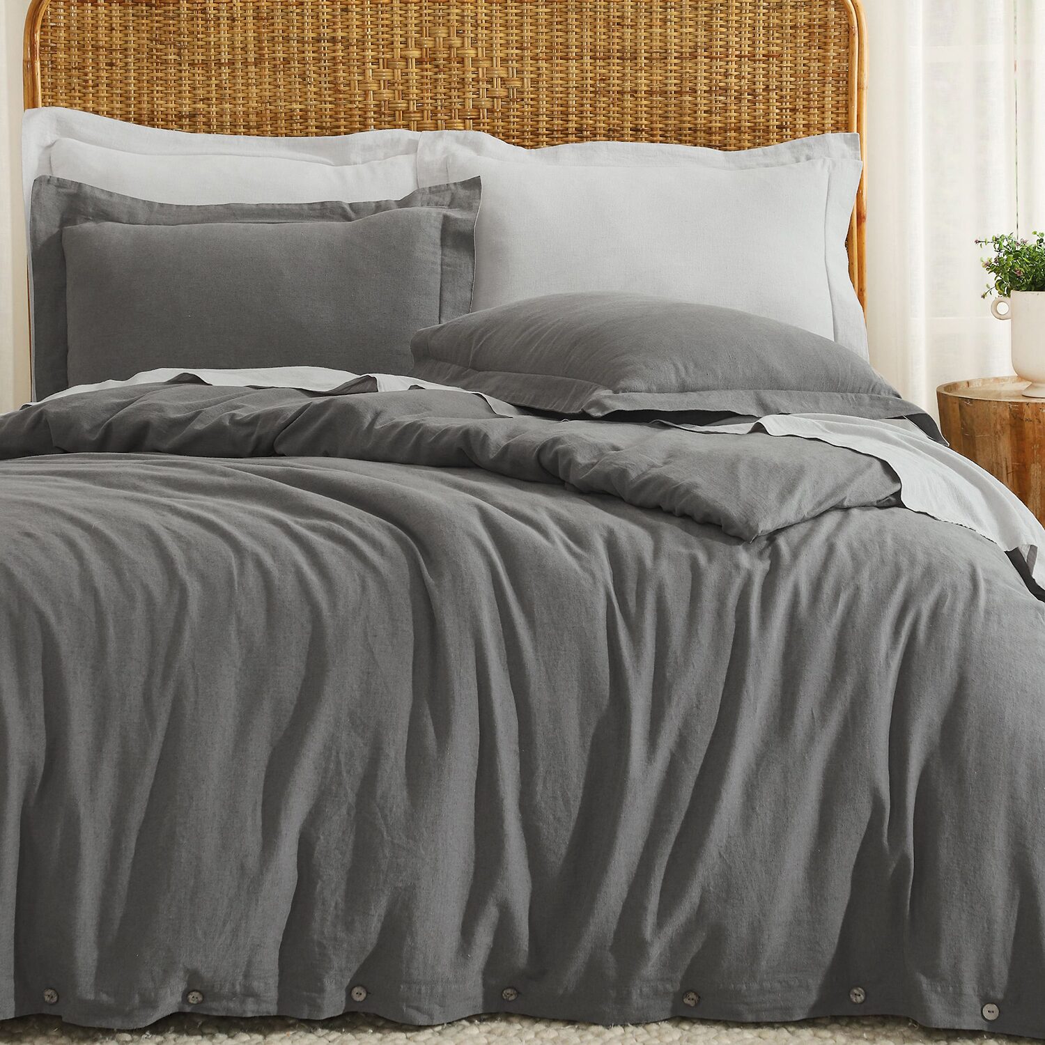 SUPERIOR® Orion Linen Garment Washed Soft Reversible Duvet Cover