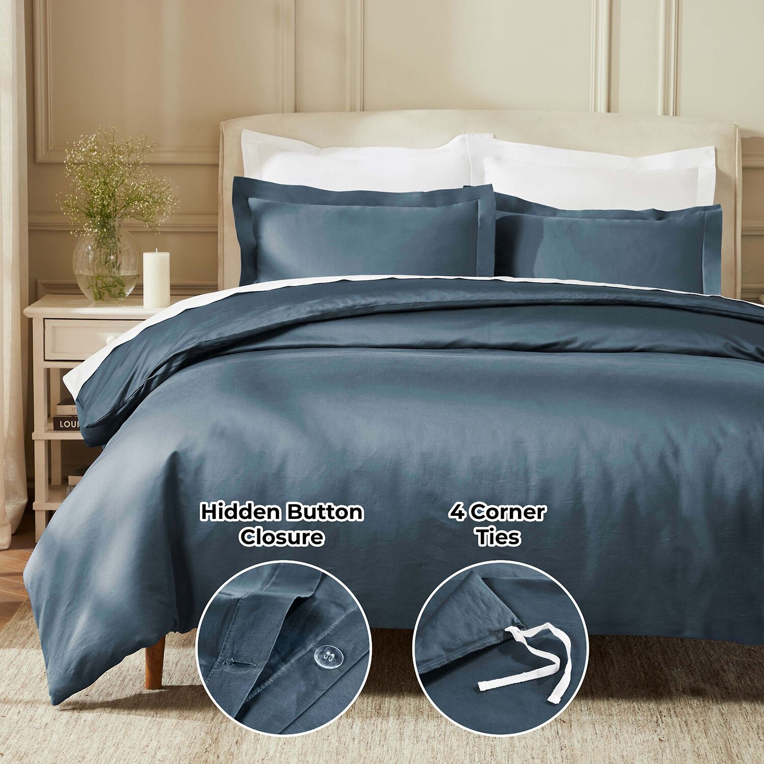 SUPERIOR® Egyptian Cotton 850tc Luxury Sateen Reversible Duvet Cover