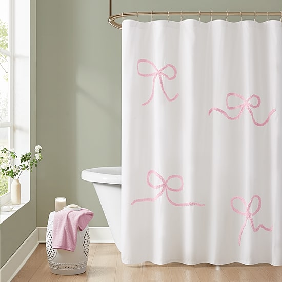 Truly Soft Textured Bows Shower Curtain