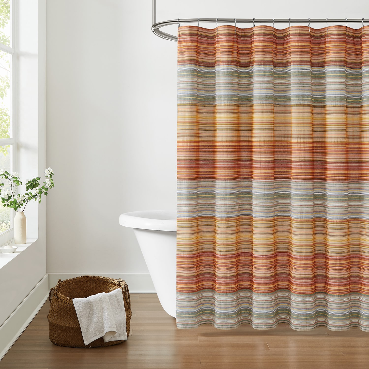 Brooklyn Loom Sunset Yarn Dye Stripe Shower Curtain