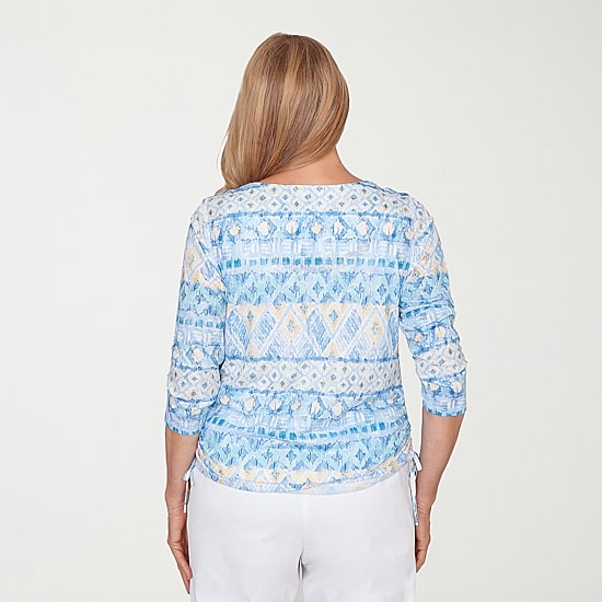 Alfred Dunner Classics Womens Crew Neck 3/4 Sleeve T-Shirt
