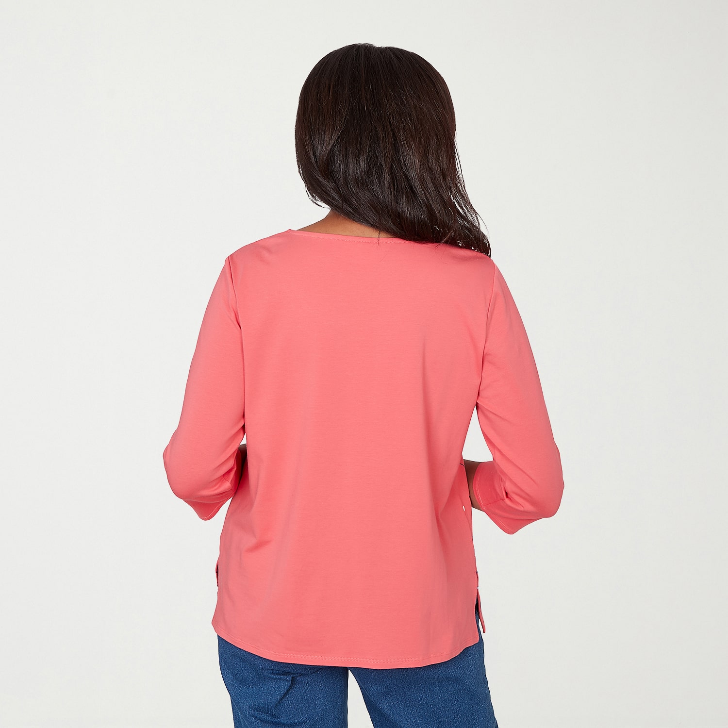 Alfred Dunner Austin Womens Round Neck 3/4 Sleeve T-Shirt