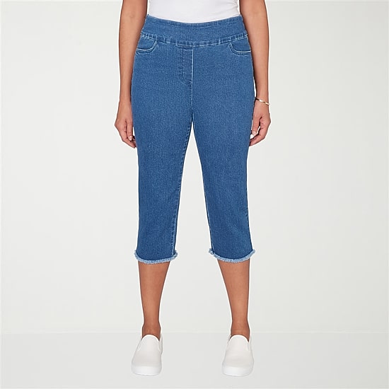 Alfred Dunner Classics Womens Mid Rise Capri Jean