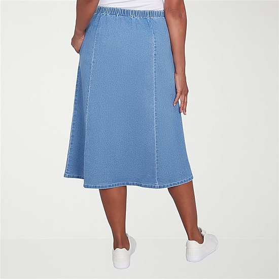 Alfred Dunner Classics Womens High Low Denim Skirt