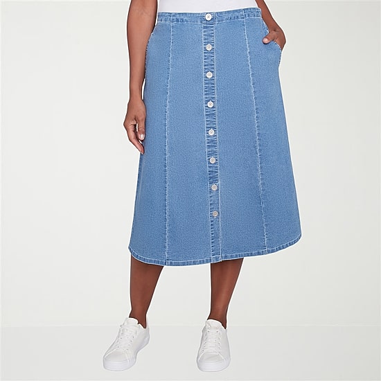 Alfred Dunner Classics Womens High Low Denim Skirt