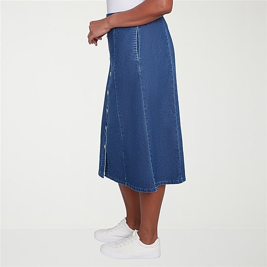 Alfred Dunner Classics Womens High Low Denim Skirt