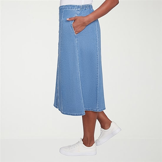 Alfred Dunner Classics Womens High Low Denim Skirt