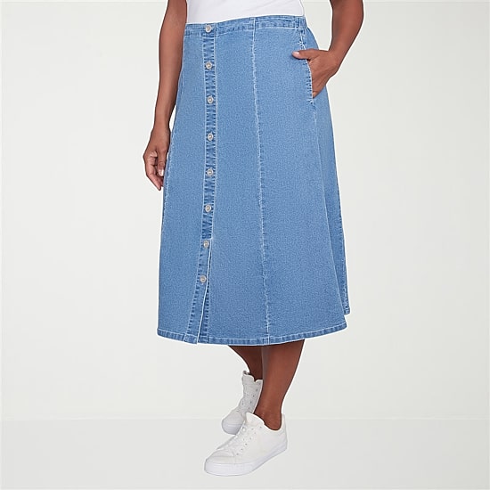 Alfred Dunner Classics Womens High Low Denim Skirt