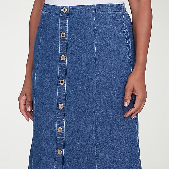 Alfred Dunner Classics Womens High Low Denim Skirt