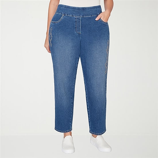 Alfred Dunner Austin Womens Mid Rise Straight Leg Jean