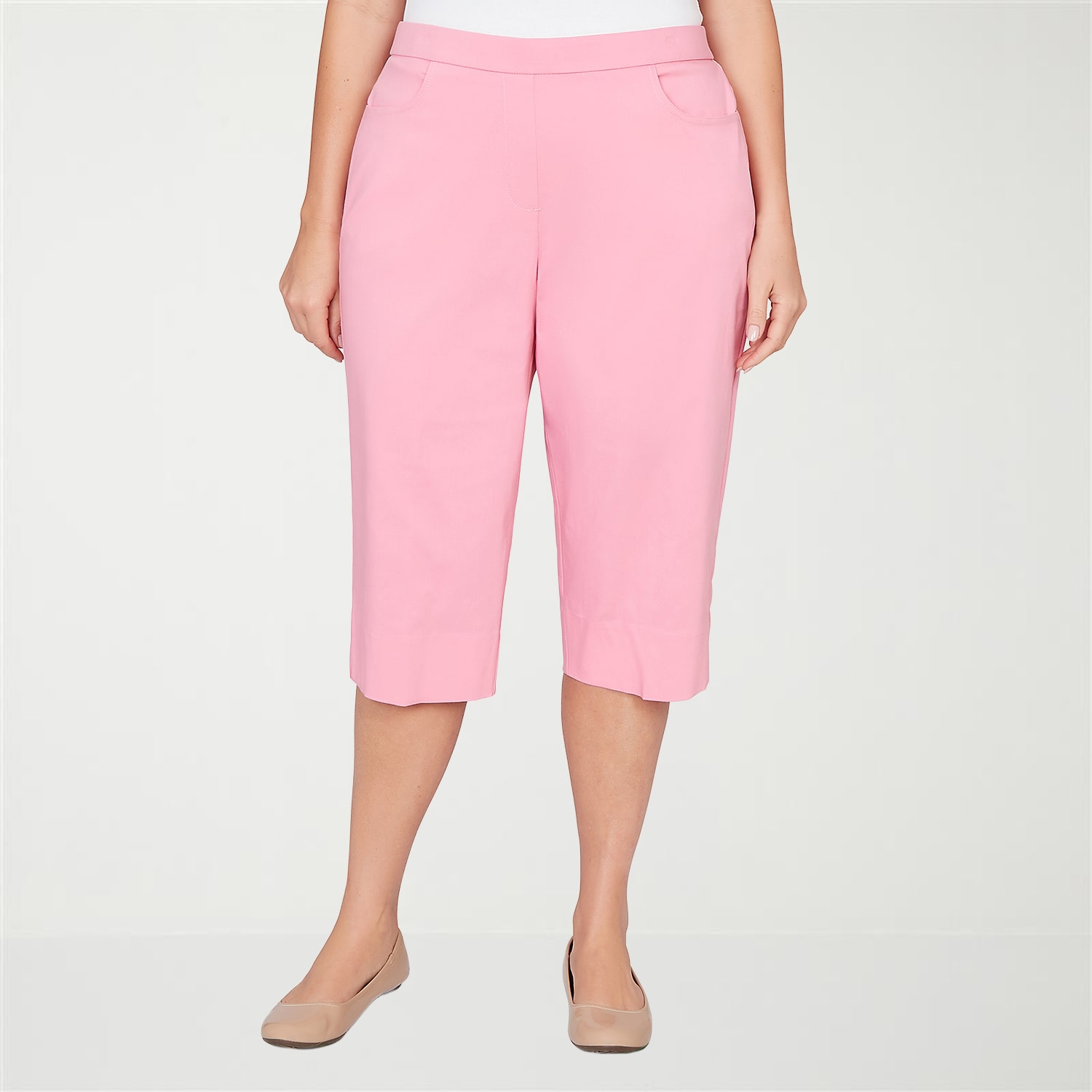 Alfred Dunner Classics Womens Plus Stretch Fabric Straight Mid Rise Capri Pant