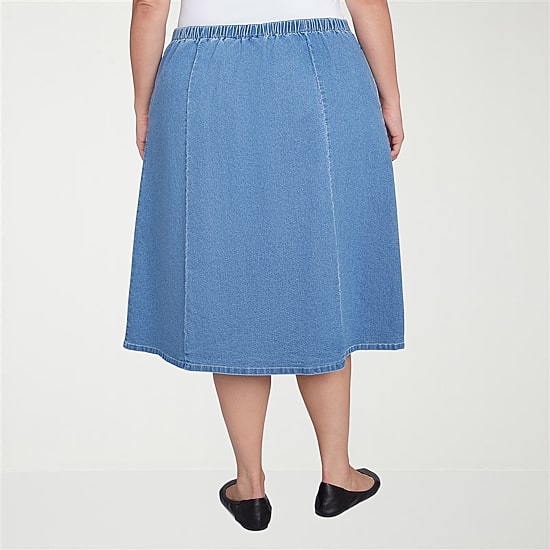 Alfred Dunner Classics Womens Plus Midi Denim Skirt