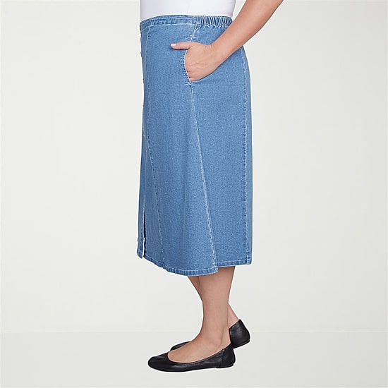 Alfred Dunner Classics Womens Plus Midi Denim Skirt