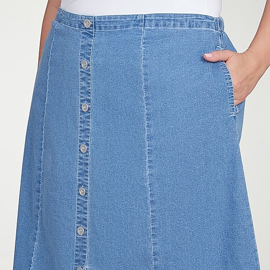 Alfred Dunner Classics Womens Plus Midi Denim Skirt