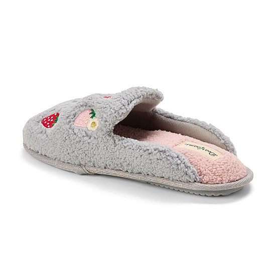 Dearfoams Teddy Heart Scuff Womens Memory Foam Slip-On Slippers