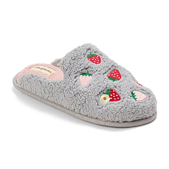 Dearfoams Teddy Heart Scuff Womens Memory Foam Slip-On Slippers
