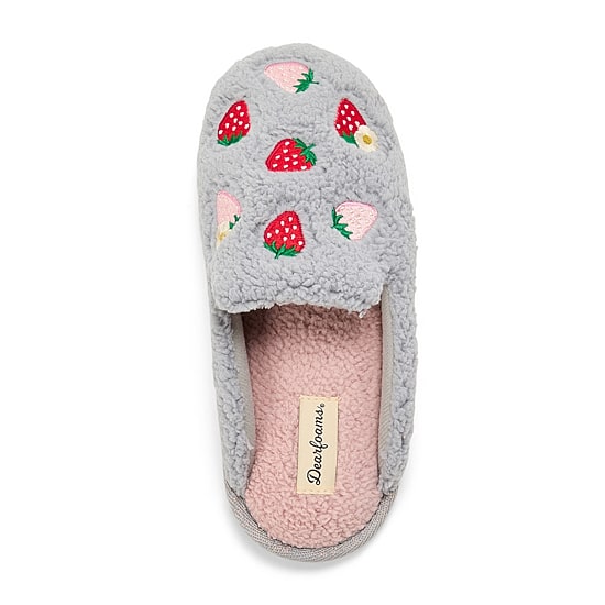 Dearfoams Teddy Heart Scuff Womens Memory Foam Slip-On Slippers