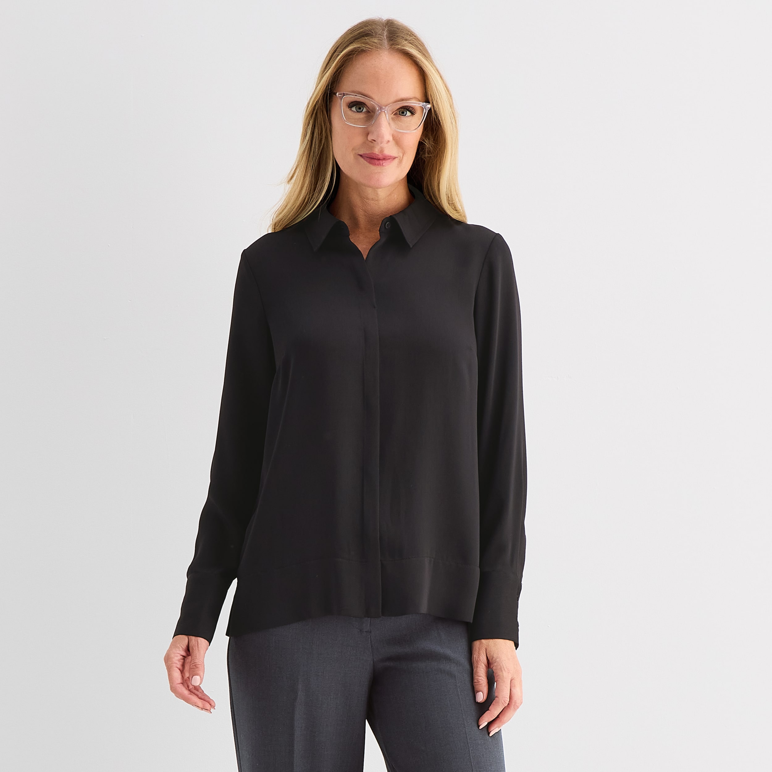 Liz Claiborne Womens Tall Fitted Long Sleeve Regular Fit Button-Down Shirt
