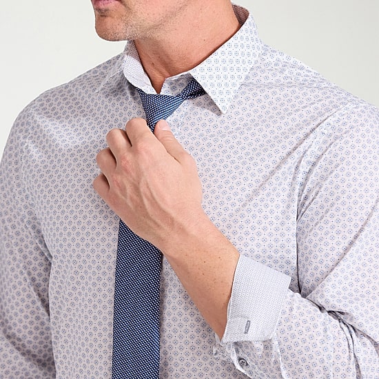 Nick Graham Mens Spread Collar Long Sleeve Stretch Fabric Shirt + Tie Set