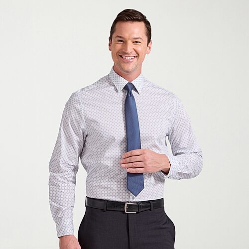 Nick Graham Mens Spread Collar Long Sleeve Stretch Fabric Shirt + Tie Set, 18.5 36-37, Blue