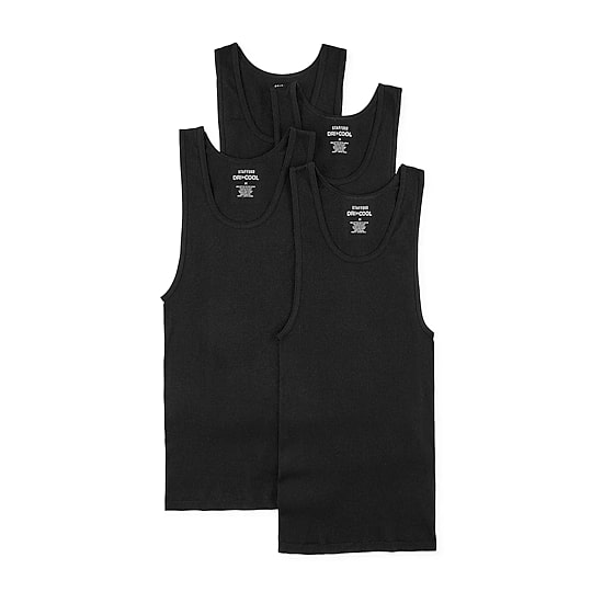 Stafford Dry + Cool Mens Round Neck Sleeveless Quick Dry 4 Pack Tank