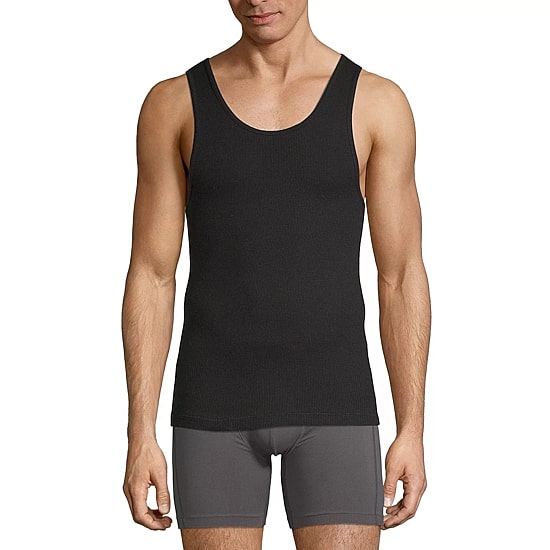 Stafford Dry + Cool Mens Round Neck Sleeveless Quick Dry 4 Pack Tank