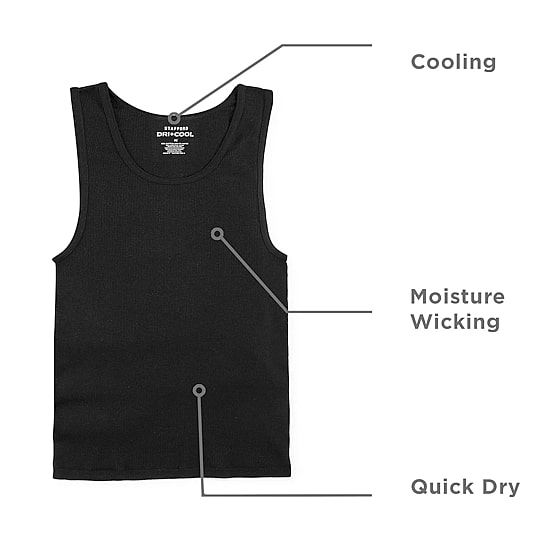 Stafford Dry + Cool Mens Round Neck Sleeveless Quick Dry 4 Pack Tank