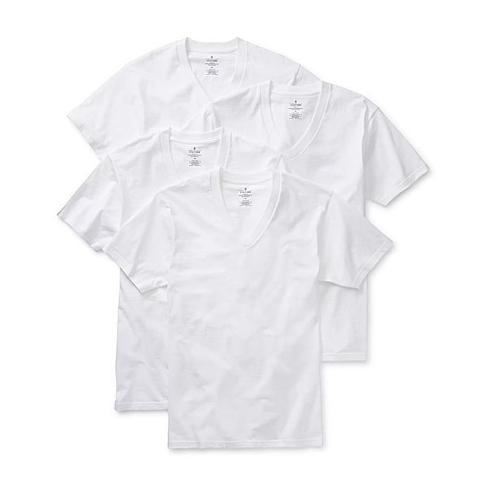 Stafford Heavyweight Cotton Mens 4 Pack Short Sleeve V Neck T-Shirt