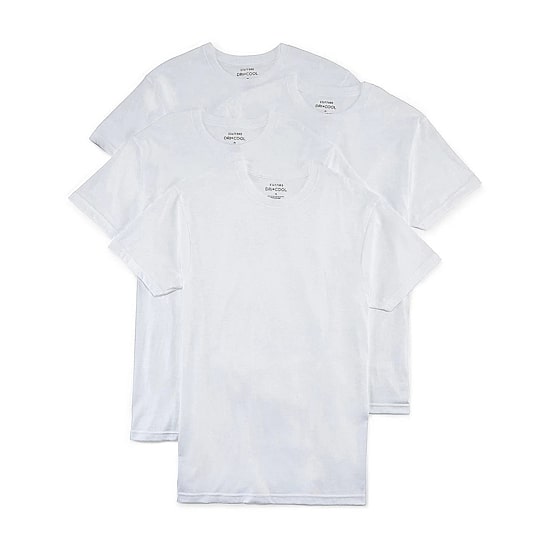 Stafford Dry + Cool Mens 4 Pack Short Sleeve Crew Neck Moisture Wicking T-Shirt
