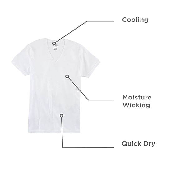Stafford Dry + Cool Mens 4 Pack Short Sleeve V Neck MOISTURE_WICKING T-Shirt