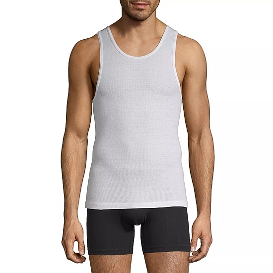 Stafford Dry + Cool Mens Round Neck Sleeveless Quick Dry 4 Pack Tank