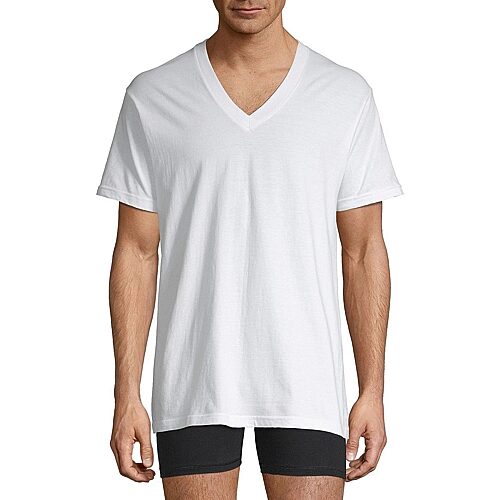Stafford Super Soft Cotton Mens 4 Pack Short Sleeve V Neck T-Shirt, 2x-large Tall, White