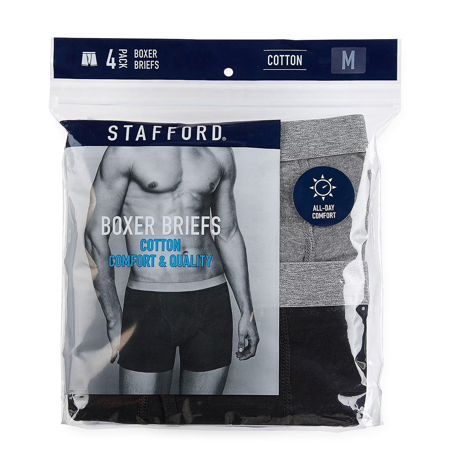 Stafford Cotton Mens 4 Pack Boxer Briefs 302866