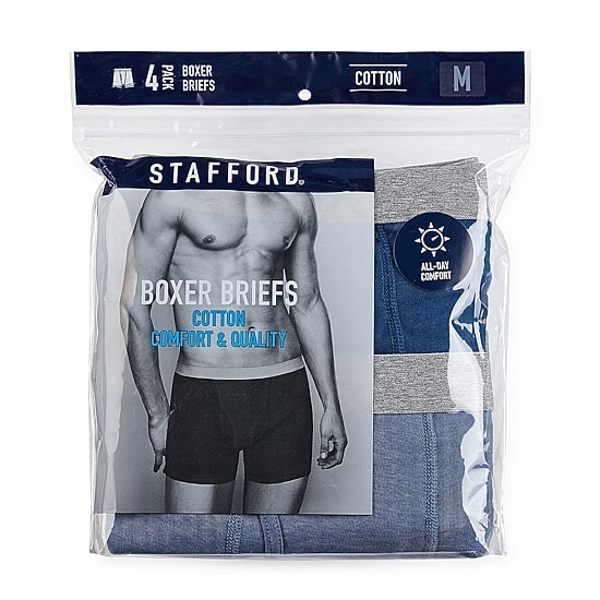 Stafford Cotton Mens 4 Pack Boxer Briefs 302866