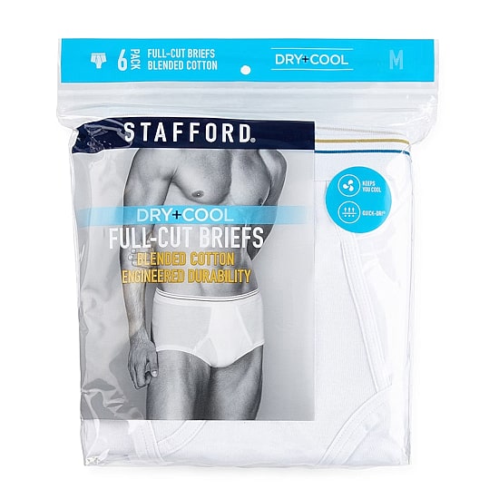 Stafford Dry + Cool Full Cut Mens 6 Pack Briefs 302872