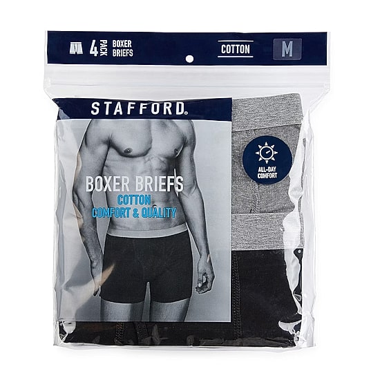 Stafford Cotton Mens Big 4 Pack Boxer Briefs 302866