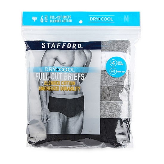 Stafford Dry + Cool Full-Cut Mens Big 6 Pack Briefs 302872
