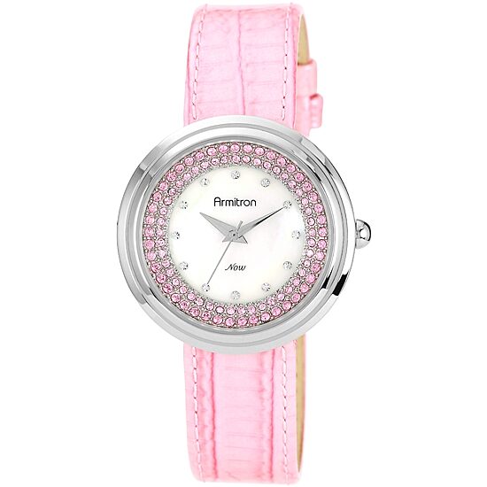 Armitron® Now® Womens Pink Crystal Accent Mother-of-Pearl Watch