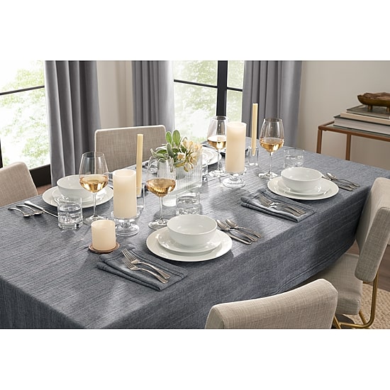 Fieldcrest Luxury Cotton-Linen Herringbone Tablecloth