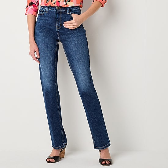 Liz Claiborne Womens High Rise Straight Leg Jean