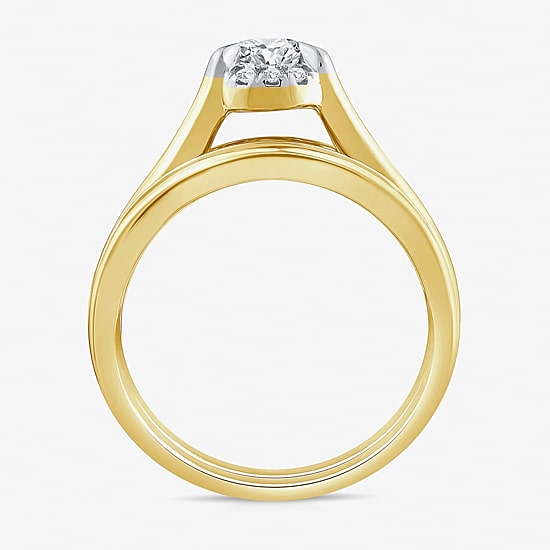 (G / Si1-Si2) Womens 1 1/2 CT. T.W. Lab Grown White Diamond 14K White Gold Oval Side Stone Halo Bridal Set