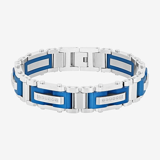 Stainless Steel (G-H / I1) 3/8 CT. T.W. Lab Grown White Diamond Solid Link Bracelet